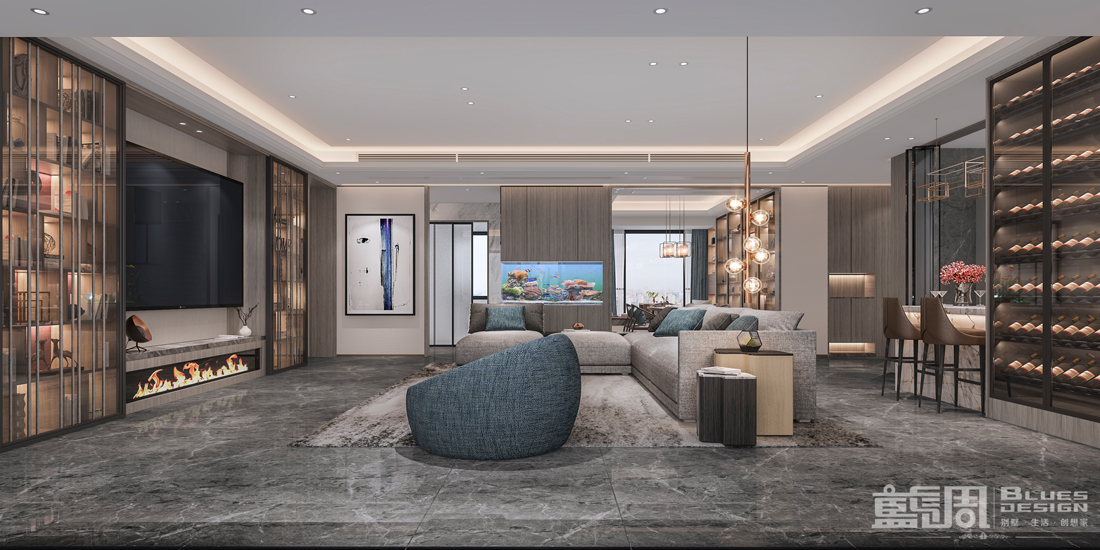 香山美墅私宅設(shè)計(jì):客廳1 香山美墅私宅設(shè)計(jì)-藍(lán)調(diào)設(shè)計(jì)